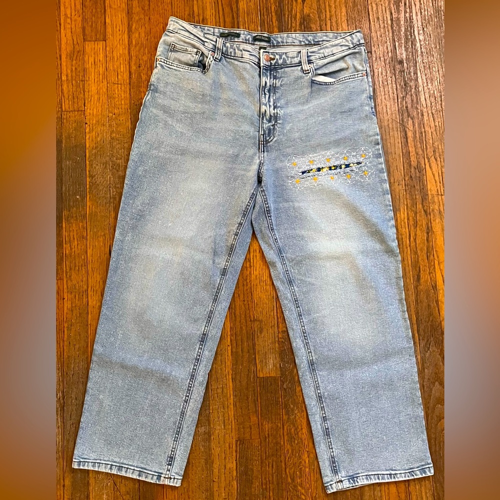 Wild Fable Light Blue Straight Jeans with hand made Embroidery